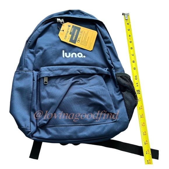 Carhartt Navy Blue Canvas Padded Shoulder Straps Rain Defender Backpack Bag NWT main image 4